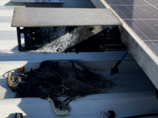 a burnt out rooftop isolator